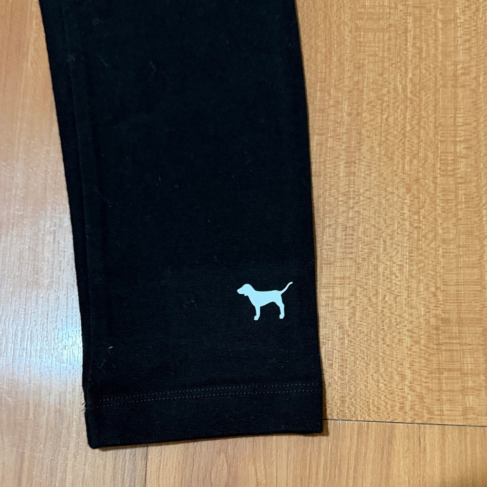 PINK Victoria's Secret Black Leggings with White Logo - Picture 3 of 7